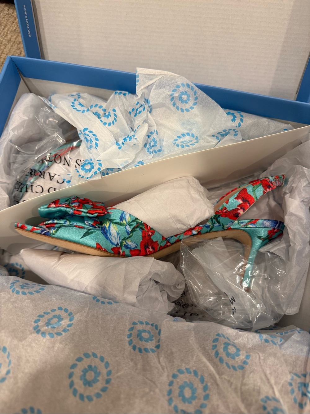 Jack Rogers Eloise bow slingback heels sandals floral aquamarine multi BNIB 7.5 - Picture 5 of 7